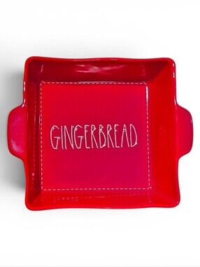Rae Dunn Christmas Holiday Square Baking Dish Gingerbread 8.5" x 8.5" HTF
